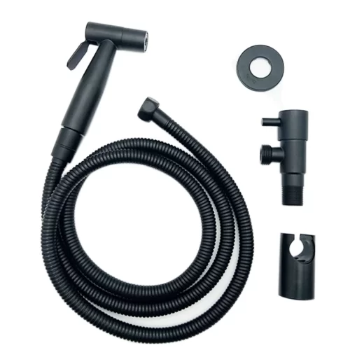 Bathroom, Home Decor, Black Hand Held Bidet Sprayer Bidet Angle Valve Set Muslim Portable Shattaf Set