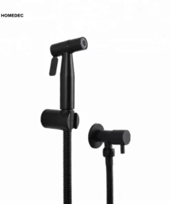 Bathroom, Home Decor, Black Hand Held Bidet Sprayer Bidet Angle Valve Set Muslim Portable Shattaf Set