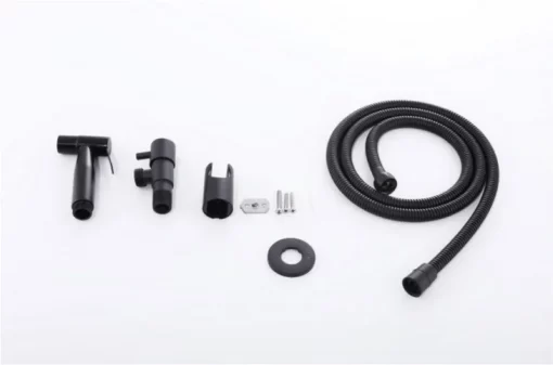 Bathroom, Home Decor, Black Hand Held Bidet Sprayer Bidet Angle Valve Set Muslim Portable Shattaf Set