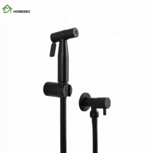 Bathroom, Home Decor, Black Hand Held Bidet Sprayer Bidet Angle Valve Set Muslim Portable Shattaf Set