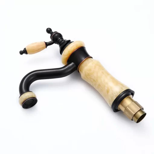 Bathroom, Home Decor, Black Jade Hot And Cold Water Basin Faucet Copper Body Wash Hand Pool Swivel Faucet
