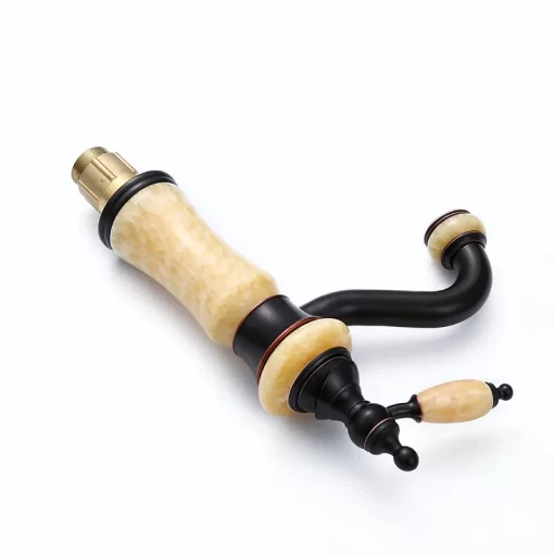 Bathroom, Home Decor, Black Jade Hot And Cold Water Basin Faucet Copper Body Wash Hand Pool Swivel Faucet