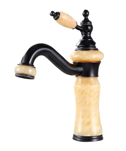 Bathroom, Home Decor, Black Jade Hot And Cold Water Basin Faucet Copper Body Wash Hand Pool Swivel Faucet