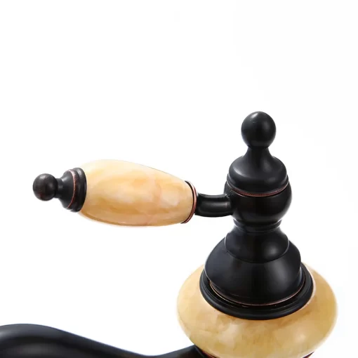 Bathroom, Home Decor, Black Jade Hot And Cold Water Basin Faucet Copper Body Wash Hand Pool Swivel Faucet