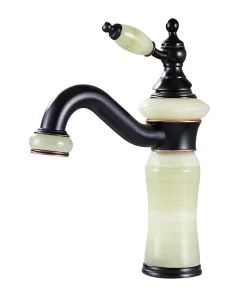 Bathroom, Home Decor, Black Jade Hot And Cold Water Basin Faucet Copper Body Wash Hand Pool Swivel Faucet