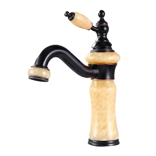 Bathroom, Home Decor, Black Jade Hot And Cold Water Basin Faucet Copper Body Wash Hand Pool Swivel Faucet