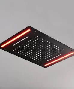 Bathroom, Home Decor, Black Led Rain Waterfall Shower Head Ceiling Mounted Smart Shower Head Square Bathroom Showerhead