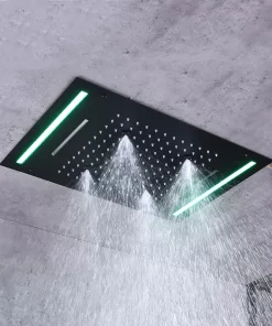 Bathroom, Home Decor, Black Led Rain Waterfall Shower Head Ceiling Mounted Smart Shower Head Square Bathroom Showerhead