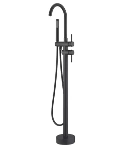 Bathroom, Home Decor, Black Rose Gold Floor Stand Bathtub Faucet Set Rainfall  Shower Tub Faucet Set Black Bathtub Faucet
