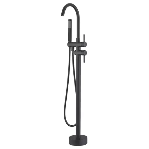 Bathroom, Home Decor, Black Rose Gold Floor Stand Bathtub Faucet Set Rainfall  Shower Tub Faucet Set Black Bathtub Faucet