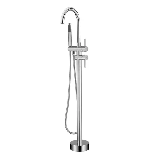 Bathroom, Home Decor, Black Rose Gold Floor Stand Bathtub Faucet Set Rainfall  Shower Tub Faucet Set Black Bathtub Faucet