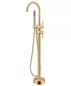 Bathroom, Home Decor, Black Rose Gold Floor Stand Bathtub Faucet Set Rainfall  Shower Tub Faucet Set Black Bathtub Faucet