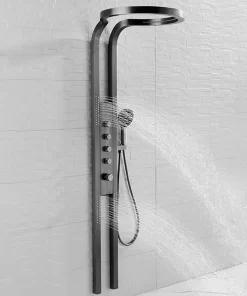 Bathroom, Home Decor, Black Silver Multifunction Rainfalll Piano Key Hot And Cold Sprinkler Massage Shower Head Sets System Panel