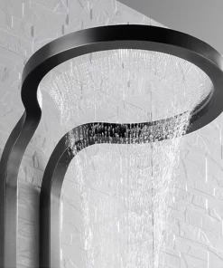 Bathroom, Home Decor, Black Silver Multifunction Rainfalll Piano Key Hot And Cold Sprinkler Massage Shower Head Sets System Panel