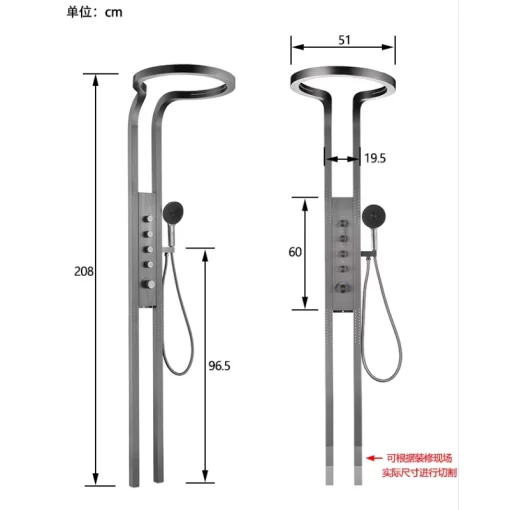 Bathroom, Home Decor, Black Silver Multifunction Rainfalll Piano Key Hot And Cold Sprinkler Massage Shower Head Sets System Panel