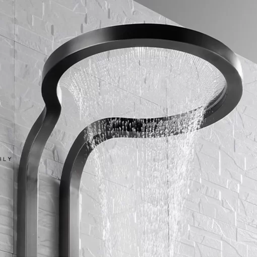Bathroom, Home Decor, Black Silver Multifunction Rainfalll Piano Key Hot And Cold Sprinkler Massage Shower Head Sets System Panel