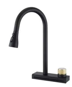 Bathroom, Home Decor, Black Single Handle Pull Down Hot And Cold Sprayer Kitchen Faucet Aida For Sinks