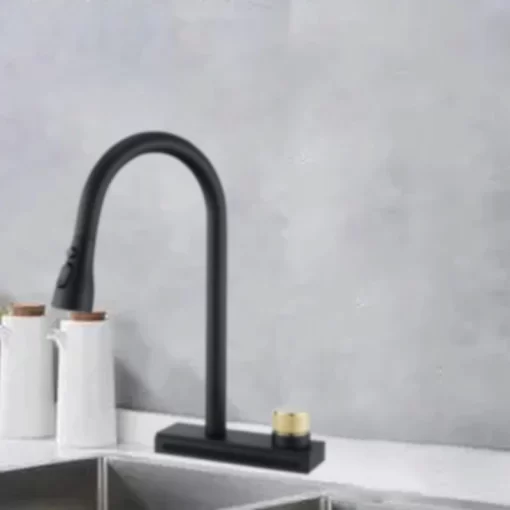 Bathroom, Home Decor, Black Single Handle Pull Down Hot And Cold Sprayer Kitchen Faucet Aida For Sinks