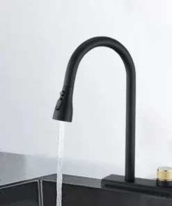 Bathroom, Home Decor, Black Single Handle Pull Down Hot And Cold Sprayer Kitchen Faucet Aida For Sinks