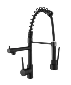 Bathroom, Home Decor, Black Sink Tap Spring Pull Out Sprayer Brass Kitchen Sink Mixer Faucets