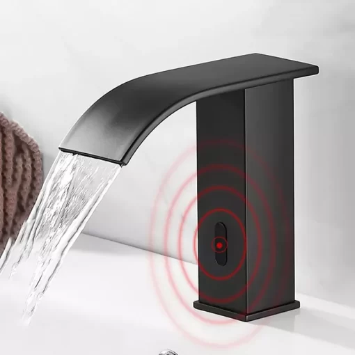 Bathroom, Home Decor, Black Smart Automatic Sensor Infrared Bathroom Water Tap Touchless Induction Basin Faucet