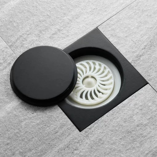 Bathroom, Home Decor, Black Sus304 Stainless Steel Square Shower Floor Drain Bathroom Drain