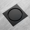 Bathroom, Home Decor, Black Sus304 Stainless Steel Square Shower Floor Drain Bathroom Drain