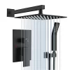 Bathroom, Home Decor, Black Wall Mounted Rainfall Concealed Shower System 10 Inch Brass Bathroom Rain Mixer Hand Showers Combo Set