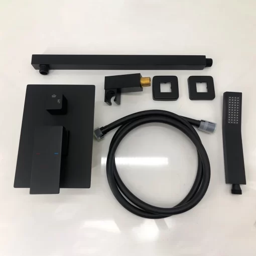 Bathroom, Home Decor, Black Wall Mounted Rainfall Concealed Shower System 10 Inch Brass Bathroom Rain Mixer Hand Showers Combo Set