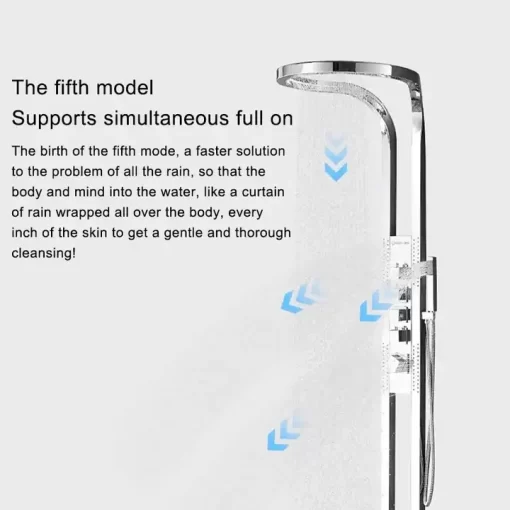 Bathroom, Home Decor, Booming Chrome Multifunction Rainfalll Piano Key Hot And Cold Sprinkler Massage Shower Head Sets System Panel
