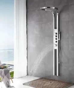 Bathroom, Home Decor, Booming Chrome Multifunction Rainfalll Piano Key Hot And Cold Sprinkler Massage Shower Head Sets System Panel