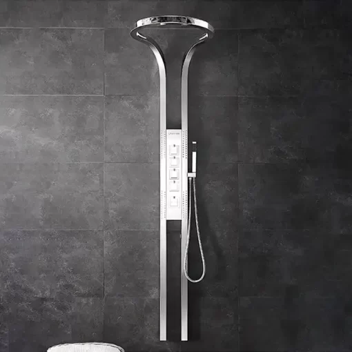 Bathroom, Home Decor, Booming Chrome Multifunction Rainfalll Piano Key Hot And Cold Sprinkler Massage Shower Head Sets System Panel