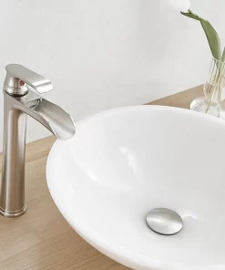 Bathroom, Home Decor, Brass Bathroom Vessel Sink Faucet Single Handle One Hole Tall Vanity Basin Faucet Brushed Nickel Mixer