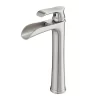 Bathroom, Home Decor, Brass Bathroom Vessel Sink Faucet Single Handle One Hole Tall Vanity Basin Faucet Brushed Nickel Mixer