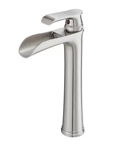 Bathroom, Home Decor, Brass Bathroom Vessel Sink Faucet Single Handle One Hole Tall Vanity Basin Faucet Brushed Nickel Mixer