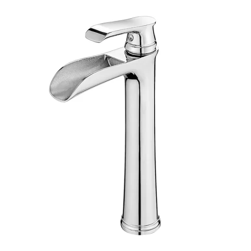 Bathroom, Home Decor, Brass Bathroom Vessel Sink Faucet Single Handle One Hole Tall Vanity Basin Faucet Brushed Nickel Mixer