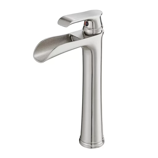 Bathroom, Home Decor, Brass Bathroom Vessel Sink Faucet Single Handle One Hole Tall Vanity Basin Faucet Brushed Nickel Mixer
