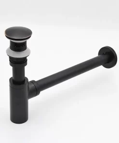 Bathroom, Home Decor, Brass Black Bathroom Sink Siphon Drains Bottle Trap With Pop Up Drain Bathroom Vanity Basin Pipe Waste Hardware