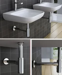 Bathroom, Home Decor, Brass Black Bathroom Sink Siphon Drains Bottle Trap With Pop Up Drain Bathroom Vanity Basin Pipe Waste Hardware