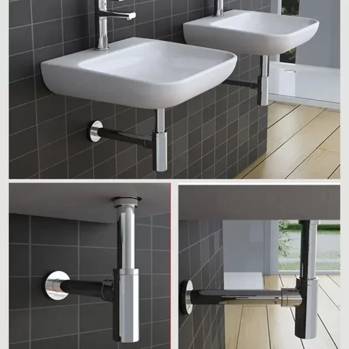 Bathroom, Home Decor, Brass Black Bathroom Sink Siphon Drains Bottle Trap With Pop Up Drain Bathroom Vanity Basin Pipe Waste Hardware