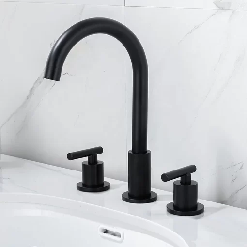 Bathroom, Home Decor, Brass Copper 360 Degree Double Handle Brushed Gold Black Water Bathroom Basin Sink Faucet Tap