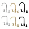 Bathroom, Home Decor, Brass Copper 360 Degree Double Handle Brushed Gold Black Water Bathroom Basin Sink Faucet Tap
