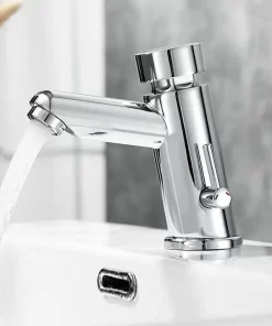 Bathroom, Home Decor, Brass Hot And Cold Self Closing Tap Basin Faucet Time Delay Sink Mixer