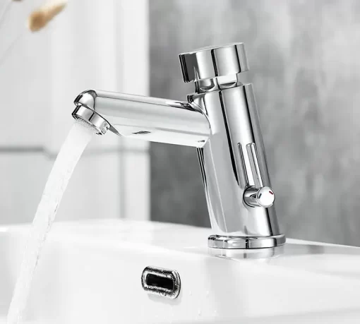 Bathroom, Home Decor, Brass Hot And Cold Self Closing Tap Basin Faucet Time Delay Sink Mixer