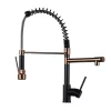 Bathroom, Home Decor, Brass Kitchen  Tap Faucet With Pull-down Spring Spout Tap Mixer, Brass Black +rose Gold