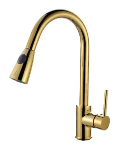 Bathroom, Home Decor, Brass Stainless Steel Golden Torneira Gourmet Kitchen Sink Faucets Single Handle Pull Out Kitchen Faucets With Pull Down Sprayer