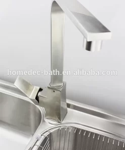 Bathroom, Home Decor, Brushed Faucet Kitchen Stainless Steel Rotating Faucet Square Kitchen Taps