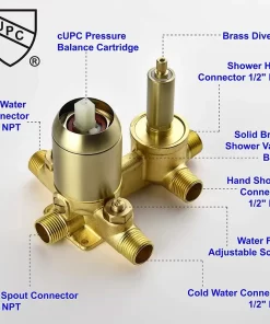 Bathroom, Home Decor, Brushed Gold 12 Inch Shower System Rain Shower Faucet Sets Complete