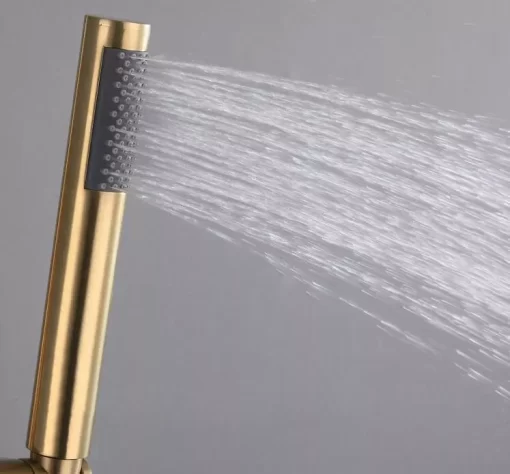 Bathroom, Home Decor, Brushed Gold 16 Inch Professional Ceiling Concealed Brass System Sliding Bar Shower Set