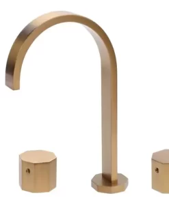 Bathroom, Home Decor, Brushed Gold Basin Faucet Hot And Cold Mixer Brass Material Two Handle Tap Concealed Mount Faucet